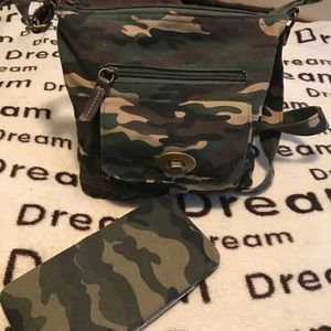 Camo crossbody purse with matching wallet
